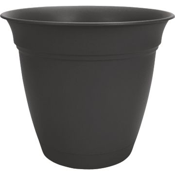 HC Companies Eclipse 12 In. Black Planter with Saucer