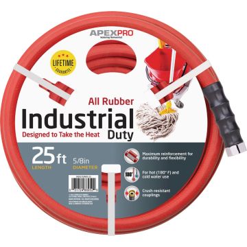 Apex PRO 5/8 In. x 25 Ft. Red Rubber Hot Water Garden Hose