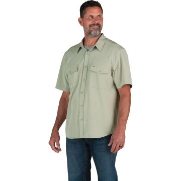Berne Flex180 Men's XL Heathered Seagrass UPF Button Down Short Sleeve Shirt