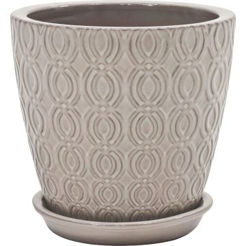 Deroma Usov 8.7 In. Dia. Gray Ceramic High Gloss Planter