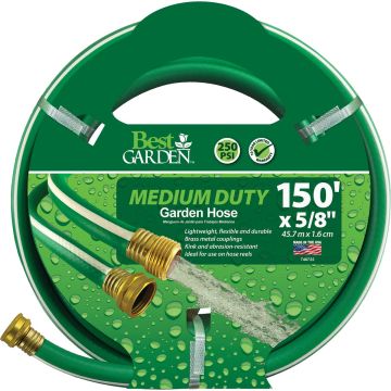 Best Garden 5/8 In. Dia. x 150 Ft. L. Medium-Duty Rubber & Vinyl Garden Hose with Guard-N-Grip