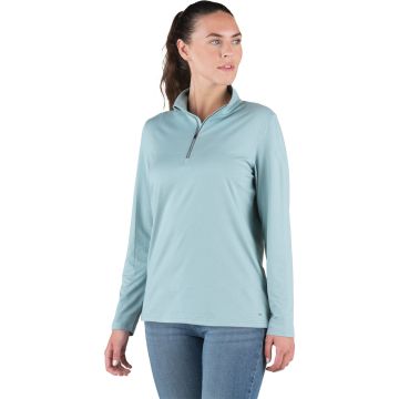 Berne Women's Medium Heathered Eggshell Blue Midweight UPF Quarter-Zip Shirt
