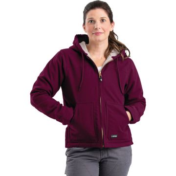 Berne Women's XL Plum Sherpa-Lined Softstone Duck Hooded Jacket