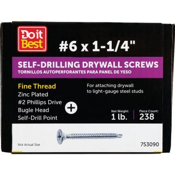 Do it #6 x 1-1/4 In. Fine Thread Self-Drilling Drywall Screw (1 Lb. Box)