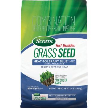 Scotts Turf Builder 2.4 Lb. 200 Sq. Ft. Heat-Tolerant Blue Mix For Tall Fescue Lawns Seed, Fertilizer, and Soil Improver Combination