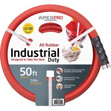 Apex PRO 5/8 In. x 50 Ft. Red Rubber Hot Water Garden Hose