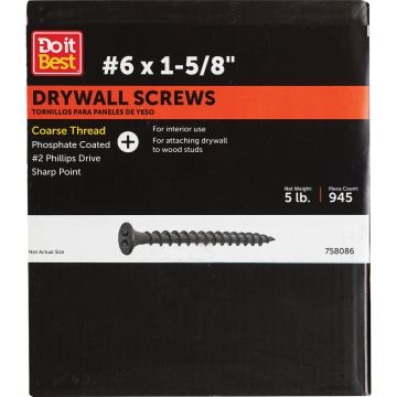 Do it #6 x 1-5/8 In. Coarse Thread Black Phosphate Drywall Screw (5 Lb.-Box)