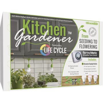 Miracle LED Kitchen Gardener 9W LED Grow Light Kit with SproutMatic Timer
