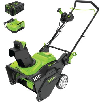 Greenworks 80V 22 In. Single-Stage Snow Blower Kit with 4.0 Ah Battery & Charger