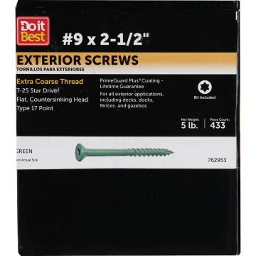 Do it #9 x 2-1/2 In. Green Star Bugle-Head Wood Deck Screw (5 Lb. Box)