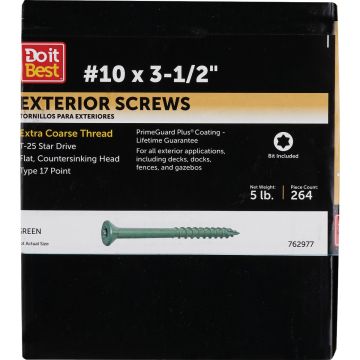 Do it #10 x 3-1/2 In. Green Star Bugle-Head Wood Deck Screw (5 Lb. Box)