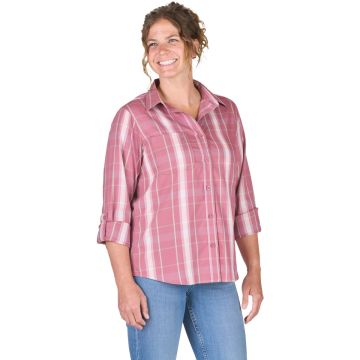 Berne Flex180 Women's XL Plaid Elderberry UPF Button Down Long Sleeve Shirt