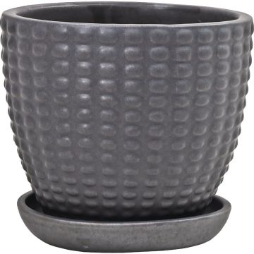 Deroma Bayfield 11.6 In. Dia. Matte Black Ceramic Planter