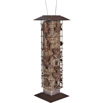Perky-Pet Squirrel-Be-Gone Bronze Metal Leaf 2 Lb. Capacity Tube Bird Feeder