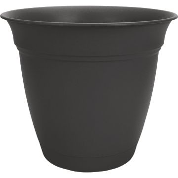 HC Companies Eclipse 10 In. Black Planter with Saucer