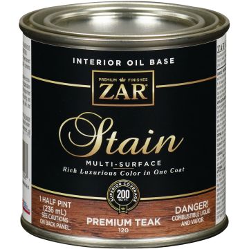ZAR Oil-Based Wood Stain, Premium Teak, 1/2 Pt.