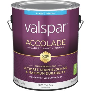 Valspar Accolade Super Premium 100% Acrylic Paint & Primer Matte Interior Wall Paint, Tint Base, 1 Gal.