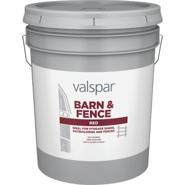 Valspar Latex Paint & Primer In One Flat Barn & Fence Paint, Red, 5 Gal.