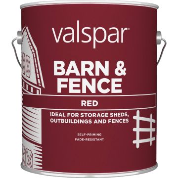 Valspar Oil Paint & Primer In One Low Sheen Barn & Fence Paint, Red, 1 Gal.