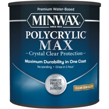 Minwax Polycrylic Max Interior Stain, Clear Semi-Gloss, 1 Qt.