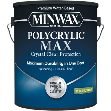 Minwax Polycrylic Max Interior Stain, Clear Ultra Flat, 1 Gal.