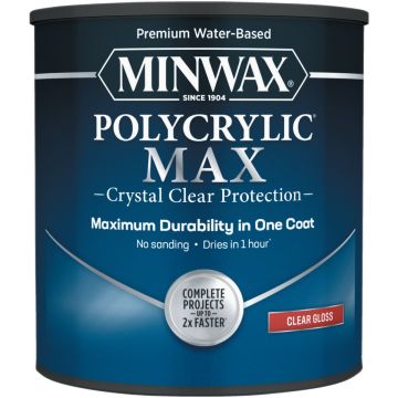 Minwax Polycrylic Max Interior Stain, Clear Gloss, 1 Qt.