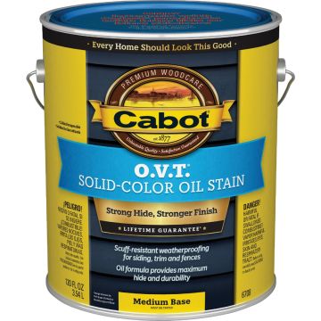 Cabot O.V.T. VOC Compliant Solid Color Exterior Stain, 6708 Medium Base, 1 Gal.