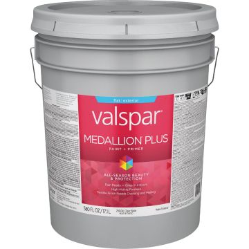 Valspar Medallion Plus Premium Paint & Primer Flat Exterior Paint, Clear Base, 5 Gal.