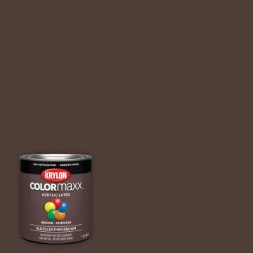 Krylon ColorMaxx Gloss Interior/Exterior Wall Paint, Leather Brown, 1 Qt.
