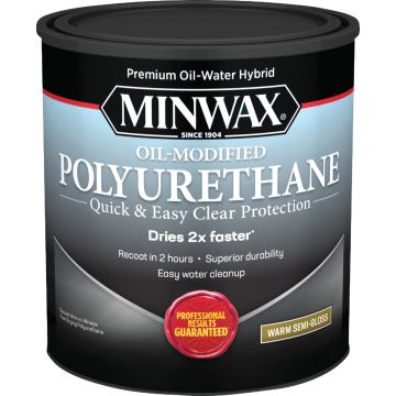 Minwax Warm Semi-Gloss Water Based Oil-Modified Interior Polyurethane, 1 Qt.