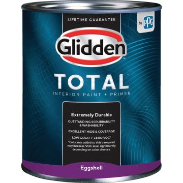Glidden Total Interior Paint + Primer Eggshell White & Pastel Base Quart