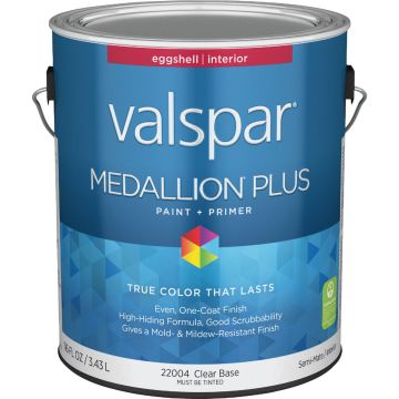 Valspar Medallion Plus Premium Paint & Primer Eggshell Interior Paint, Clear Base, 1 Gal.