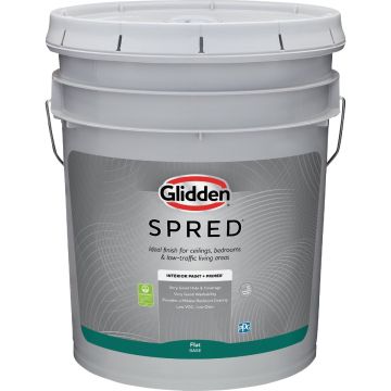 Glidden Spred Interior Paint + Primer Flat White Pastel Base 5 Gallon