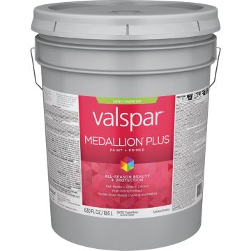 Valspar Medallion Plus Premium Paint & Primer Satin Exterior Paint, Pastel Base, 5 Gal.