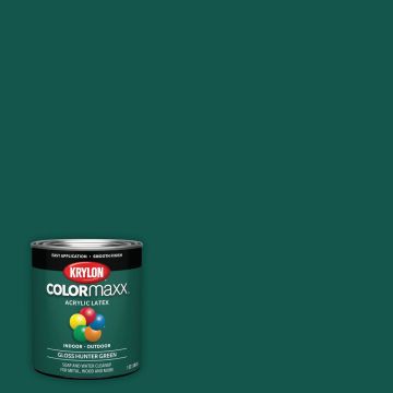 Krylon ColorMaxx Gloss Interior/Exterior Wall Paint, Hunter Green, 1 Qt.