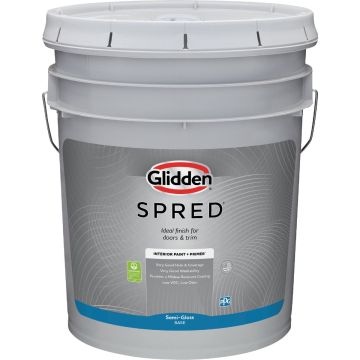 Glidden Spred Interior Paint + Primer Semi-Gloss White Pastel Base 5 Gallon