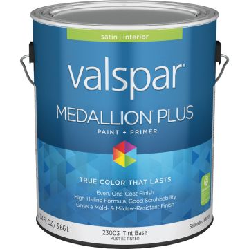 Valspar Medallion Plus Premium Paint & Primer Satin Interior Paint, Tint Base, 1 Gal.