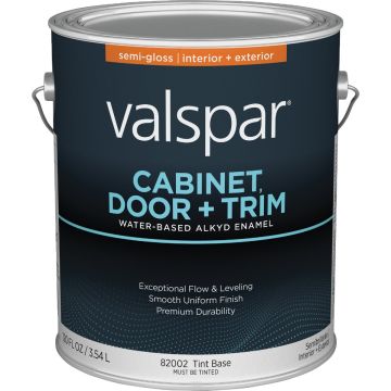 Valspar Cabinet, Door & Trim Waterborne Alkyd Semi-Gloss Interior/Exterior Enamel, Tint Base, 1 Gal.