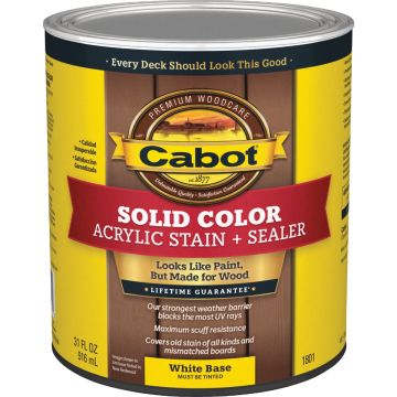Cabot Solid Color White Base Acrylic Stain + Sealer, 1 Qt.
