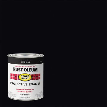 Rust-Oleum Stops Rust Oil Based Satin Protective Rust Control Enamel, Black, 1 Qt.
