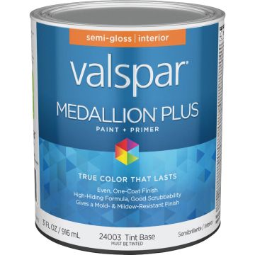 Valspar Medallion Plus Premium Paint & Primer Semi-Gloss Interior Paint, Tint Base, 1 Qt.