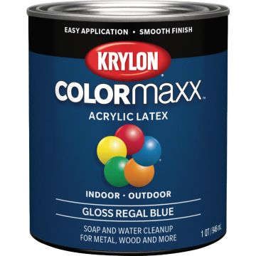 Krylon ColorMaxx Gloss Interior/Exterior Wall Paint, Regal Blue, 1 Qt.