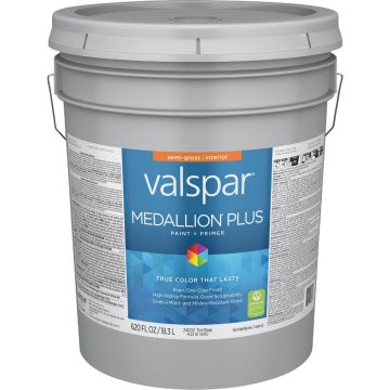 Valspar Medallion Plus Premium Paint & Primer Semi-Gloss Interior Paint, Tint Base, 5 Gal.