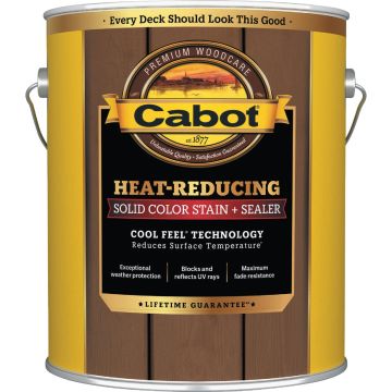 Cabot Heat-Reducing Solid Color Stain + Sealer with Cool Feel Technology, Equestrian Brown, 1 Gal.