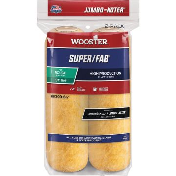 Wooster Jumbo-Koter Super/Fab 6.5 In. x 3/4 In. Button End Knit Roller Cover (2-Pack)