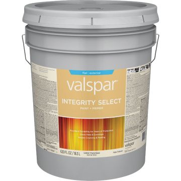 Valspar Integrity Select Flat Paint & Primer Exterior Paint, Pastel Base, 5 Gal.