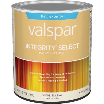 Valspar Integrity Select Flat Paint & Primer Exterior Paint, Tint Base, 1 Qt.