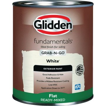 Glidden Fundamentals Exterior Grab-N-Go White Flat Quart