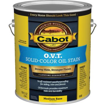 Cabot O.V.T. Solid Color Oil Exterior Stain, 6508 Medium Base, 1 Gal.