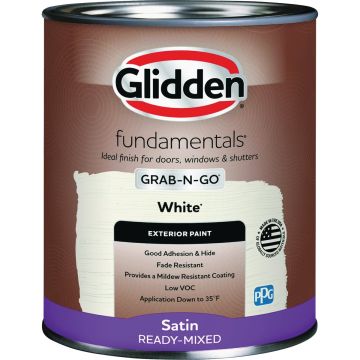 Glidden Fundamentals Exterior Grab-N-Go White Satin Quart